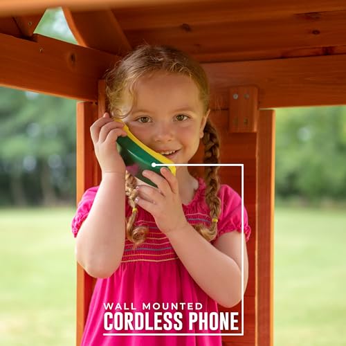 Backyard Discovery Timberlake All Cedar Wooden Playhouse, Country Cottage, Sink, Stove, White Trimmed Windows, Kitchen with Sink and Stove, Flowerpot Backyard Discovery