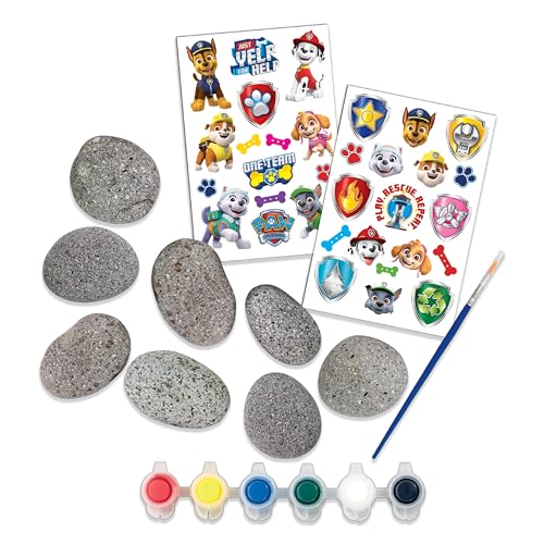 Paw Patrol Pebble Painting Craft Set - Pawsome Art Paint Set for Kids with Acrylic Paints, Paintbrush, Stickers, Stones - Creative Toddler Arts and