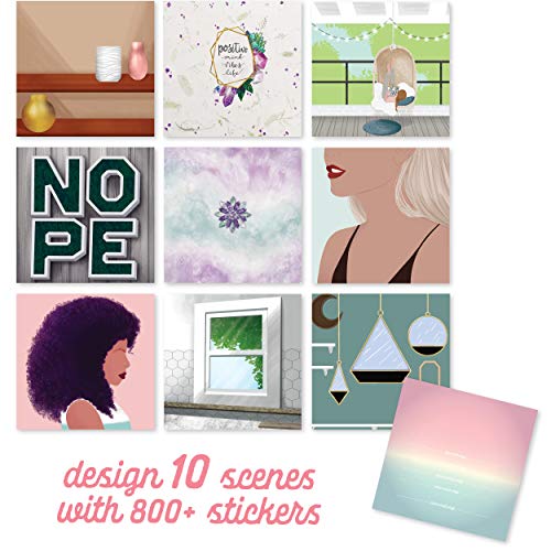 Sticker & Chill Sticker Book for Adults – 800+ Repositionable Clings Create Designs on 10 Spiral Bound Scene Pages – Easy, Fun & Stress Relieving Craft Crush