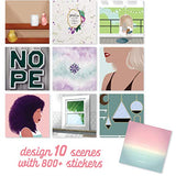 Sticker & Chill Sticker Book for Adults – 800+ Repositionable Clings Create Designs on 10 Spiral Bound Scene Pages – Easy, Fun & Stress Relieving Craft Crush