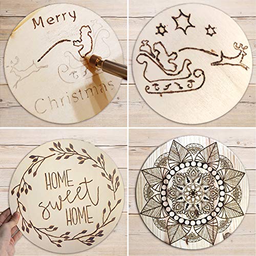 Wood Circles for Crafts, 12 Pack 12 Inch Unfinished Wood Rounds Wooden Cutouts for Crafts, Wood Slices for Painting, Door Hanger, Door Design,