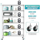 YRLLENSDAN 6000Lbs Capacity Adjustable Storage Shelves Heavy Duty Shelving Unit 6 Tier Metal Shelving with Wheels NSF Wire Shelving (48" W x 18" D x YRLLENSDAN