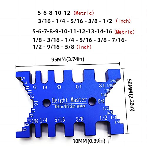 KETIPED High Precision Aluminum Dovetail Jig Metric and Imperial Tenon Caliper Card Gauge for Measuring Height Woodworking Saw Table Machine Gaps KETIPED