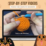 Nikolle Crochet Kit for Beginners with Step-by-Step Video Tutorials Crochet Animal Kit Crochet Starter Kits for Adults Kids - Dachshund(Brown) Nikolle