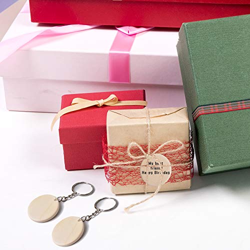 VIOCIWUO 50Pcs Natural Wood Slices Keychain, 1.38 inch Unfinished Wood Sign, Unfinished Log Discs Wooden Circles with 50Pcs Key Rings for DIY Crafts VIOCIWUO