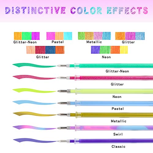 ZSCM 100 Colors Gel Pen Ink Refills, Glitter Neon Gel Ink Pens Refills Replace Cartridges for Glitter Gel Pens Set,for Kids Drawing Adult Coloring - WoodArtSupply