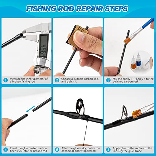 33pcs Fishing Rod Tip Guides Repair Kit with Glue Wrapping Thread