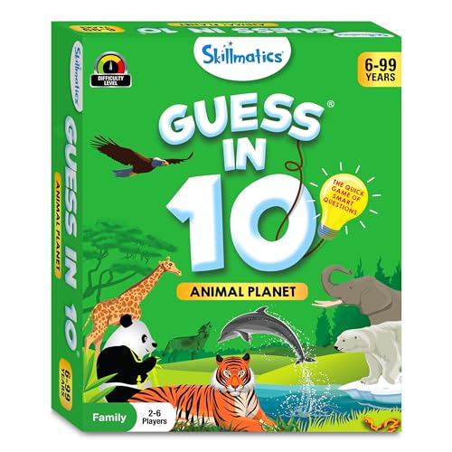 Skillmatics Card Game - Guess in 10 Animal Planet, Perfect for Boys, Girls, Kids, and Families Who Love Toys, Board Games, Gifts for Ages 6, 7, 8, 9 Skillmatics