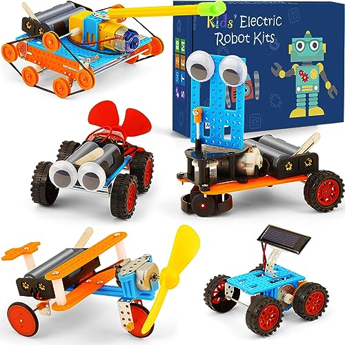 STEM Science Kits for Kids 5-8 8-12, Robot Building Kit, Build a Car Crafts for Boys, Engineering Activities Electronic Toys, Electric Science