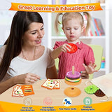 Jumlys Montessori Toys for 2, 3, 4, 5, Year Old, Wooden Burger Stacking Toys, Fine Motor Toys for Kids Boys Girls, Ideal Preschool Educational and Jumlys