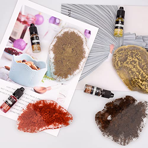 Metallic Alcohol Ink Set - 12 Metal Color Alcohol-Based Inks for Epoxy Resin Art, Painting - Concentrated Shimmer Alcohol Paint Color Dye for Resin DecorRom