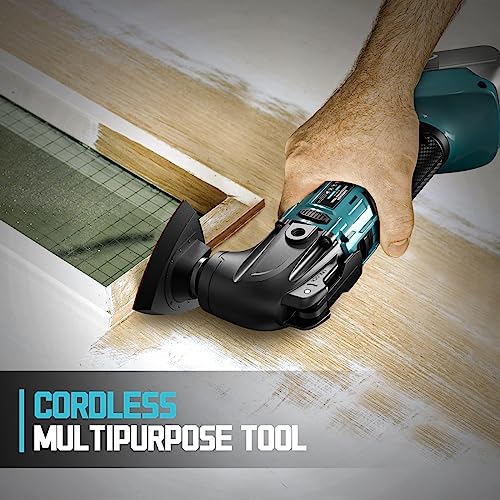 Cordless Oscillating Tool Compatible with Makita Battery, Brushless-Motor Tool with Auxiliary Handle, Oscillating Multi-Tool for Scraping, - WoodArtSupply