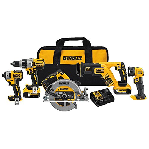 DEWALT 20V MAX* XR Cordless Drill Combo Kit, Brushless, 5-Tool (DCK594P2) - WoodArtSupply