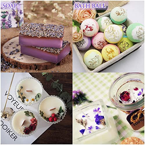 20 Bags Dried Flowers,100% Natural Dried Flowers Herbs Kit for Soap Making, DIY Candle Making,Bath - Include Rose Petals,Lavender,Don't Forget SACATR