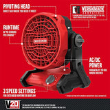 CRAFTSMAN 20V MAX* Cordless Fan, Tool Only (CMCE001B), Red Craftsman