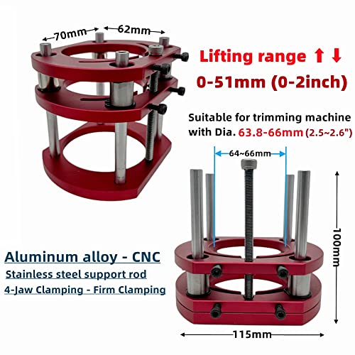 Router Lift for 65mm Diameter Motors - Wood Router Plunge Base Router Lift W/Aluminum Router Table Insert Plate Wood Router Working Benches