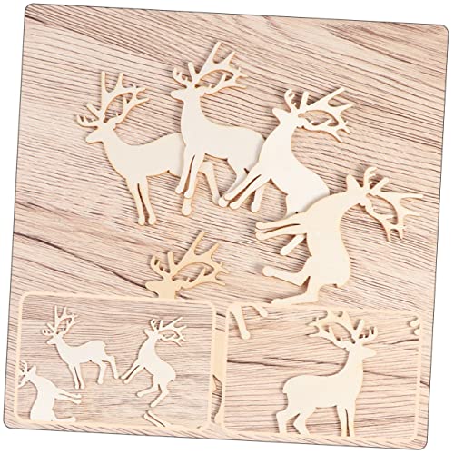 BESTOYARD 30 Pcs Deer Wood Piece Unfinished Wood Reindeer Wood Cutout Slices Elk Wood Cutout Hanging Elk Decorations Xmas Tree Ornament Christmas