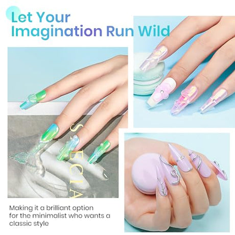 MIZHSE Solid Builder Gel – 2PCS 1oz Mermaid Pearl & Clear Hard Gel for Nails Kit with Nail Forms 3D Silicone Mold Soak-off U V 3D Nail Gel for Nail MIZHSE