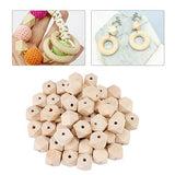 Geometric Wooden Beads 50Pcs Unpainted Faceted Geometric Unfinished Wood Bead Polygons Shape DIY Wooden Spacer for Necklace Bracelet Making DIY Ejoyous