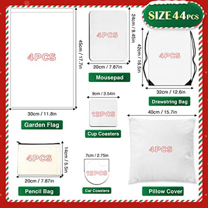44Pcs Sublimation Blanks Products Set, DIY Sublimation Blanks with Car  Coaster, Mouse Pad, Pillow Covers, Garden Flag, Makeup Bag, Drawstring Bag  for Sublimation Transfer Heat Press Printing Crafts. 44PCS Sublimation  Blanks Set