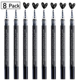 Black Paint Pen Acrylic Marker: 8 Pack 0.7mm black Paint Marker, Paint Markers for Metal, Art, Wood, Black Paper, Plastic, Ceramic, Metallic, Rock AKARUED