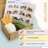 Woolbuddy Needle Felting Kit, Felting Kit, Owl, Felting Kit for Beginners Adult, Wool Felting Kit Includes Felting Supplies, Carded Felting Wool 22 Woolbuddy