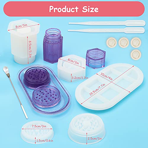 6 PCS Silicone Grinder Resin Mold, Anglekai Grinder Silicone Molds for Epoxy Resin Rolling Tray Mold, Herb Resin Grinder Mould for DIY, Mill Spice Anglekai