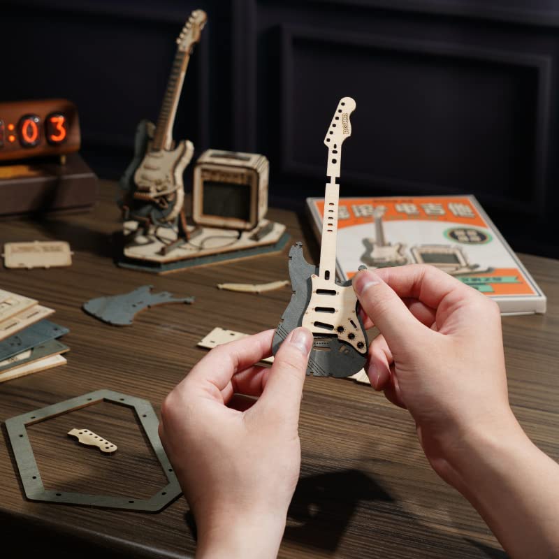 ROKR Wooden 3D Puzzles for Adults Guitar, Musical Instrument Model Kit 3D Puzzles for Teens and Kids to Build, Desk Decor/DIY Hobbies/Gifts for ROKR