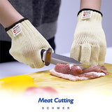Schwer ANSI A9 Cut Resistant Gloves, Uncoated Food Grade Reliable Cutting Gloves, Mandoline Gloves for Kitchen Meat Cutting, Oyster Shucking, Fish Schwer