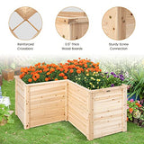 Giantex Raised Garden Bed, 47.5x47.5x24.5 Inch Wooden Planter Box, Outdoor L-Shaped Deep Garden Bed for Sapling Flower Herb Vegetable Fruit Giantex