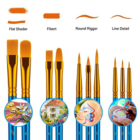 Paint Brushes Set, 30 Pcs Paint Brushes for Acrylic Painting, Oil Watercolor Acrylic Paint Brush, Artist Paintbrushes for Body Face Rock Canvas, Kids Artstorys