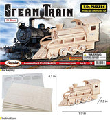 Puzzled 3D Puzzle Steam Train Wood Craft Construction Model Kit, Fun Unique & Educational DIY Wooden Toy Assemble Unfinished Craft Hobby Classic Puzzled