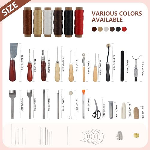 Leather Working & Sewing Tools Kit - Leather Tooling Kit with 72 Pcs for Sewing Punching Carving Stamping & Cutting with Storage Bag for Leather - WoodArtSupply