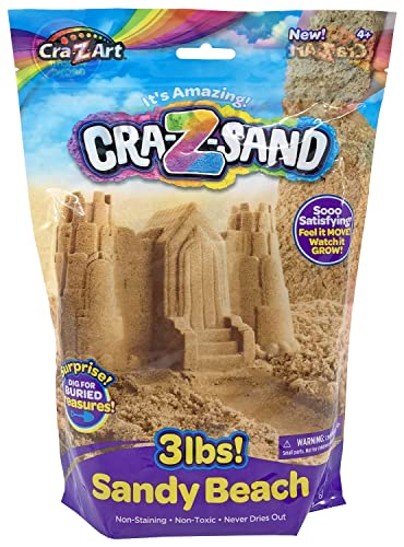 CRA-Z-Sand 3LB Bag of Amazing Beach Sand with Surprise Sand Tool, Shape, Mold and Slice It, Fun Sensory Toy for Ages 4 and up Cra-Z-Art