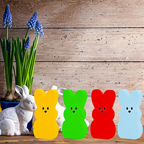 12 Pieces Easter Wooden Bunny Cutouts Unfinished Bunny Table Wooden Signs Peeps Bunny Shaped Blank Wooden Signs Rabbit Shape Tabletop Decoration for - WoodArtSupply