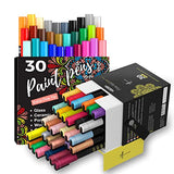 ARTISTRO 30 Acrylic Paint Pens Extra Fine Tip and 30 Acrylic Paint Markers Fine Tip, Bundle for Rock, Stone, Ceramic, Glass, Mugs, Wood, Metal, ARTISTRO