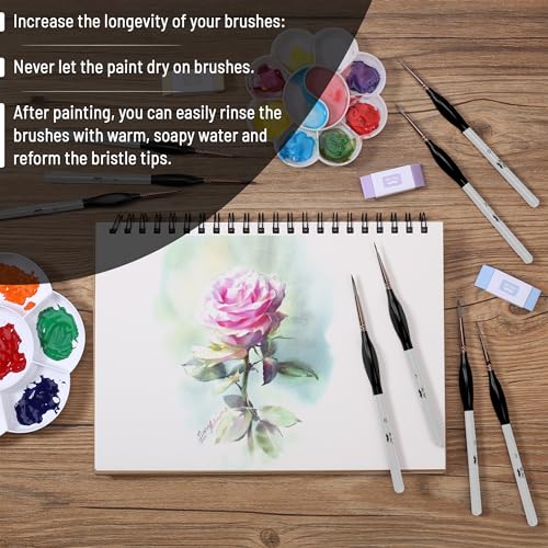 Mr. Pen- Detail Paint Brushes Set, 9 pcs, Silver/Black, Miniature Paint Brushes, Thin Paint Brushes, Model Paint Brushes, Fine Tip Paint Brush, Face Mr. Pen