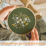 Pengxiaomei 4 Pack Flower Embroidery Kit for Beginners with Pattern and Instructions, Cross Stitch Kits Include 2 Wooden Embroidery Hoops Color Pengxiaomei