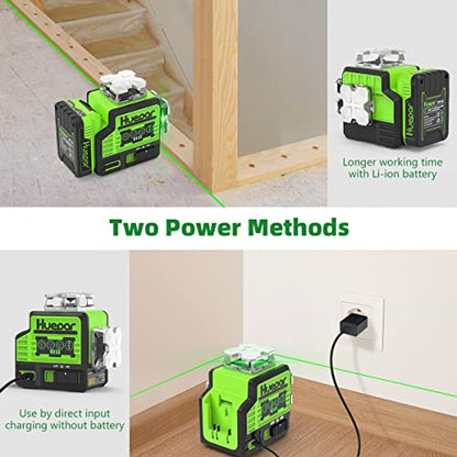 Huepar Laser Level Self Leveling 2x360°outdoor Bluetooth Green Beam Cross Line for Construction and Picture with Pulse Mode, 360° Horizontal and - WoodArtSupply