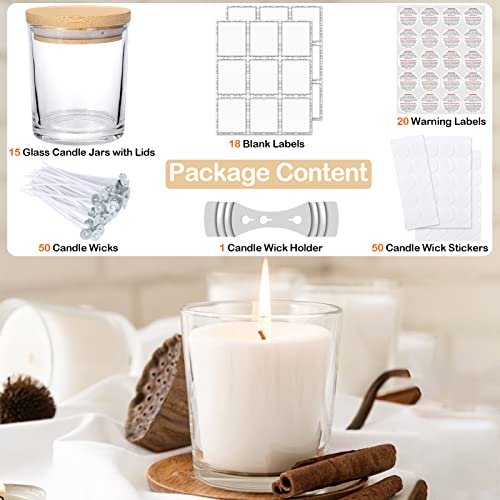  MILIVIXAY 12 Pack 12 OZ Clear Glass Candle Jars with Lids and  Candle Making Kits - Bulk Empty Candle Jars for Making Candles - Spice,  Powder Containers.