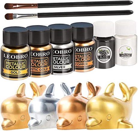 Metallic Pigment Powder, LEOBRO 6 Jars Metallic Mica Powder for Epoxy Resin, Fine Resin Pigment Powder, Resin Dye, Resin Color Pigment for Epoxy LEOBRO