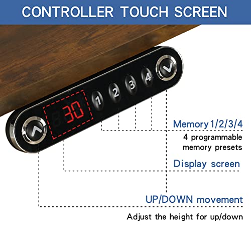 bilbil L-Shaped Electric Height Adjustable Standing Desk 59 Inches, Stand Up Rising Table for Home Office with Splice Board, Black Frame and Rustic bilbil
