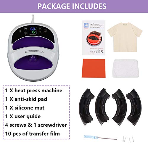 Tinkeal Heat Press Machine for t Shirts 12"×10" Portable Hand Free Rapid Even Heat Easy Press Sublimation T-Shirt Press Printing Machine,Sublimation