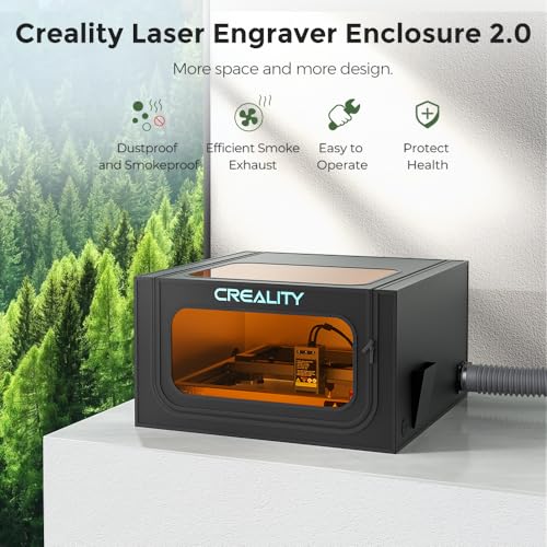 Creality Laser Engraver Enclosure 2.0 with Vent, Isolate Smoke Laser Cutting Machine Protective Cover with Eye Protection, Against Noise,Suitable for Creality