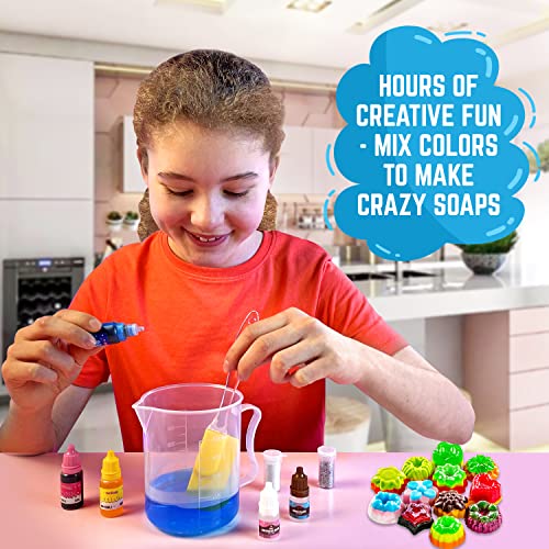 GirlZone Little Artisan Make Your Own Soap Kit, Over 100 Awesome Pieces in One Soap Making Kit to Create 12 Cake Kids Soap with Yummy Scents and GirlZone