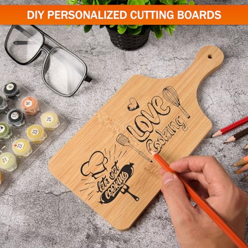 24 Pcs Thicken Bamboo Cutting Board Bulk 11x5 Inch Personalized Wood Chopping Board Customized Laser Engraving Serving Charcuterie Boards for Wedding AWIZOM