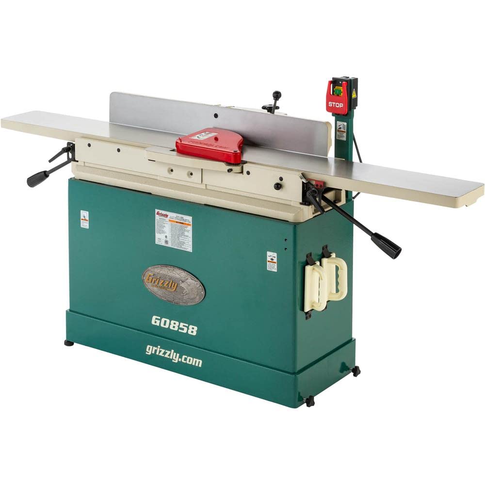 Grizzly Industrial G0858-8" x 76" Parallelogram Jointer with Helical Cutterhead & Mobile Base - WoodArtSupply