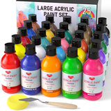 Smallbudi 25 Colors Large Acrylic Paint Set (16.9 oz, 250 ml) Art Painting Bulk Supplies Non Toxic for Kid & Adult, Drawing on Multi Surface Canvas Smallbudi