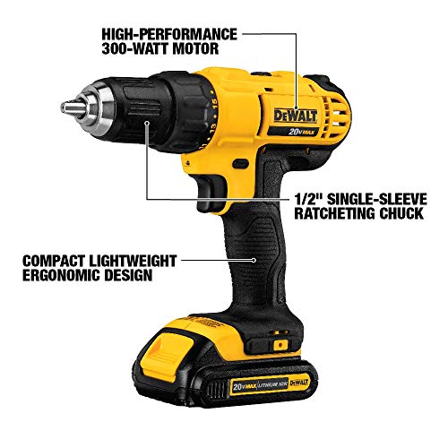 DEWALT 20V MAX Power Tool Combo Kit, 4-Tool Cordless Power Tool Set with 2 Batteries and Charger (DCK444C2) DEWALT