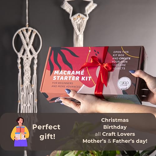 MIGO Creates Macrame Kits for Adults Beginners with 112 Macrame Supplies and 5 Projects Book: This DIY Macrame Kit Includes 165 Yards Macrame Cord MIGO Creates